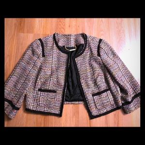 Trina Turk Cropped Tweed Jacket Black Trim 10